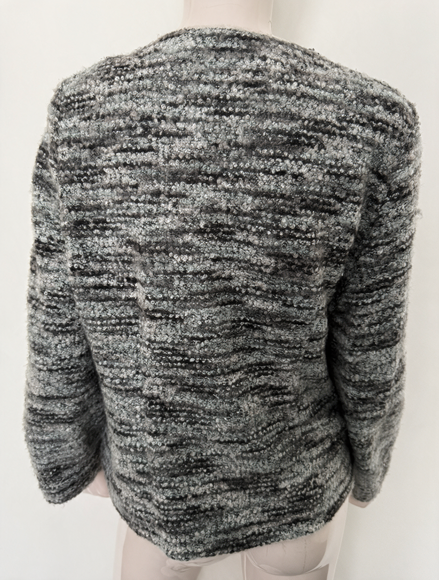Sommermann - Blazer - grijs gemêleerd, knoopsluiting, ronde hals - XL