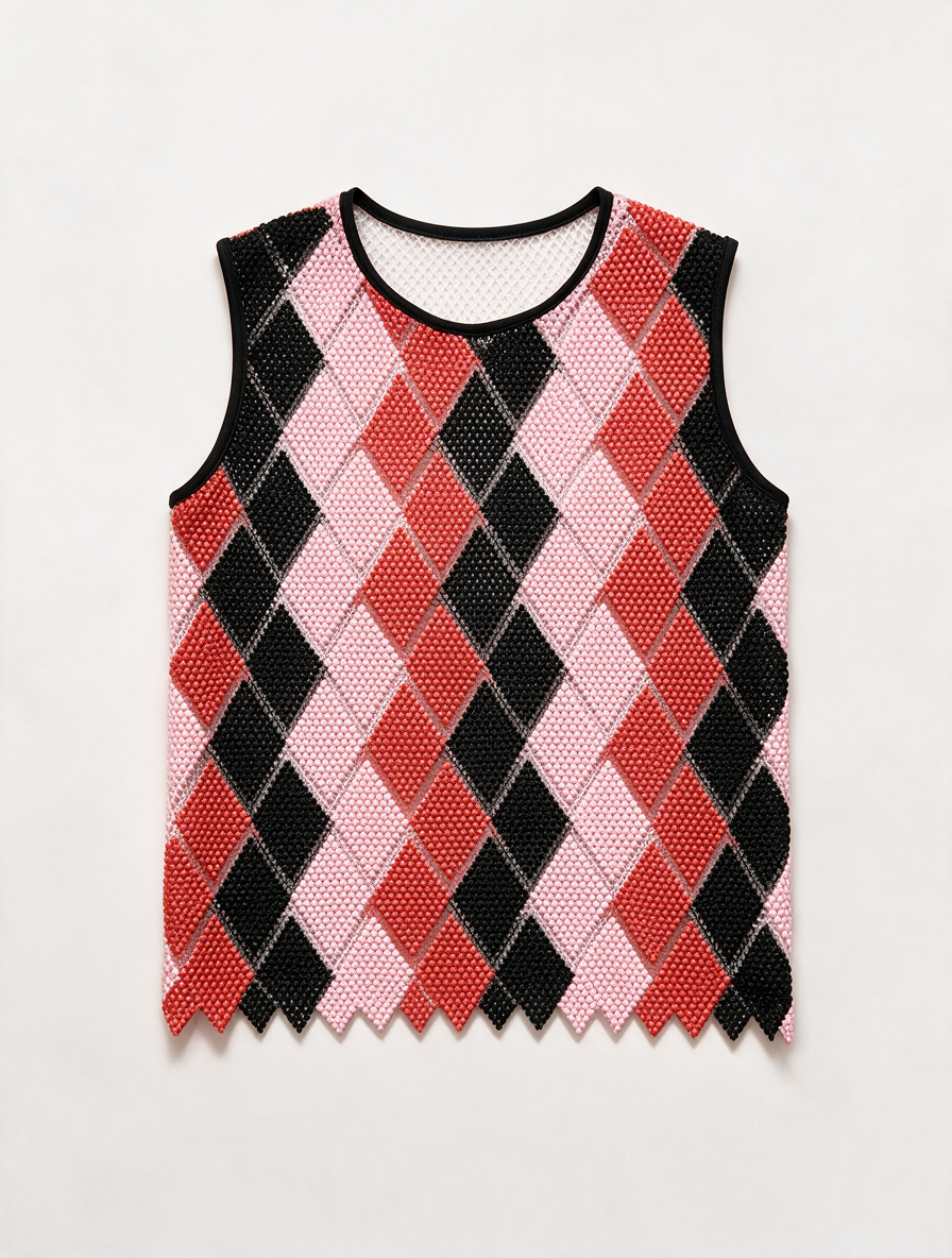 SPORTMAX CODE - Top - geometrisch ruitpatroon, grofgebreid, mouwloos - M