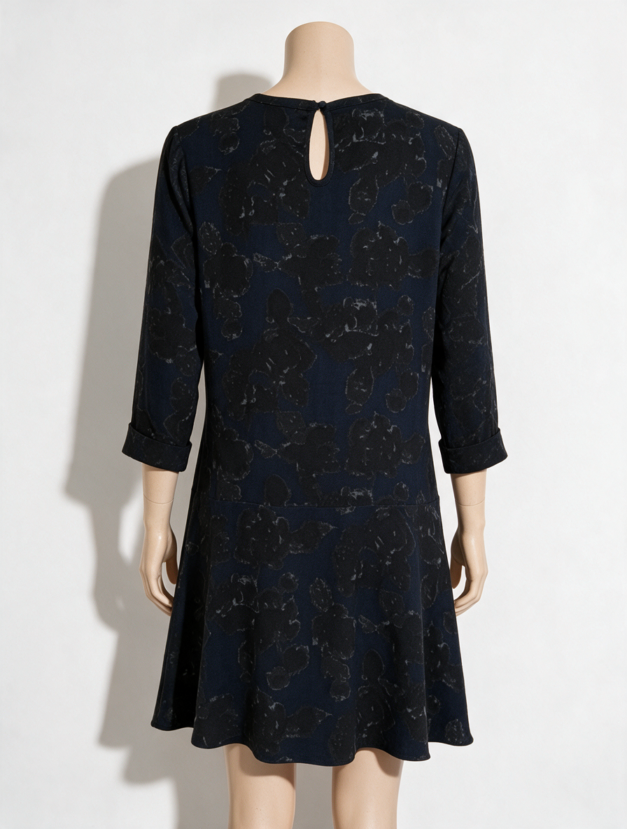 ESSENTIEL ANTWERP - Jurk - blauw, abstract bloemenpatroon, driekwart mouwen - L