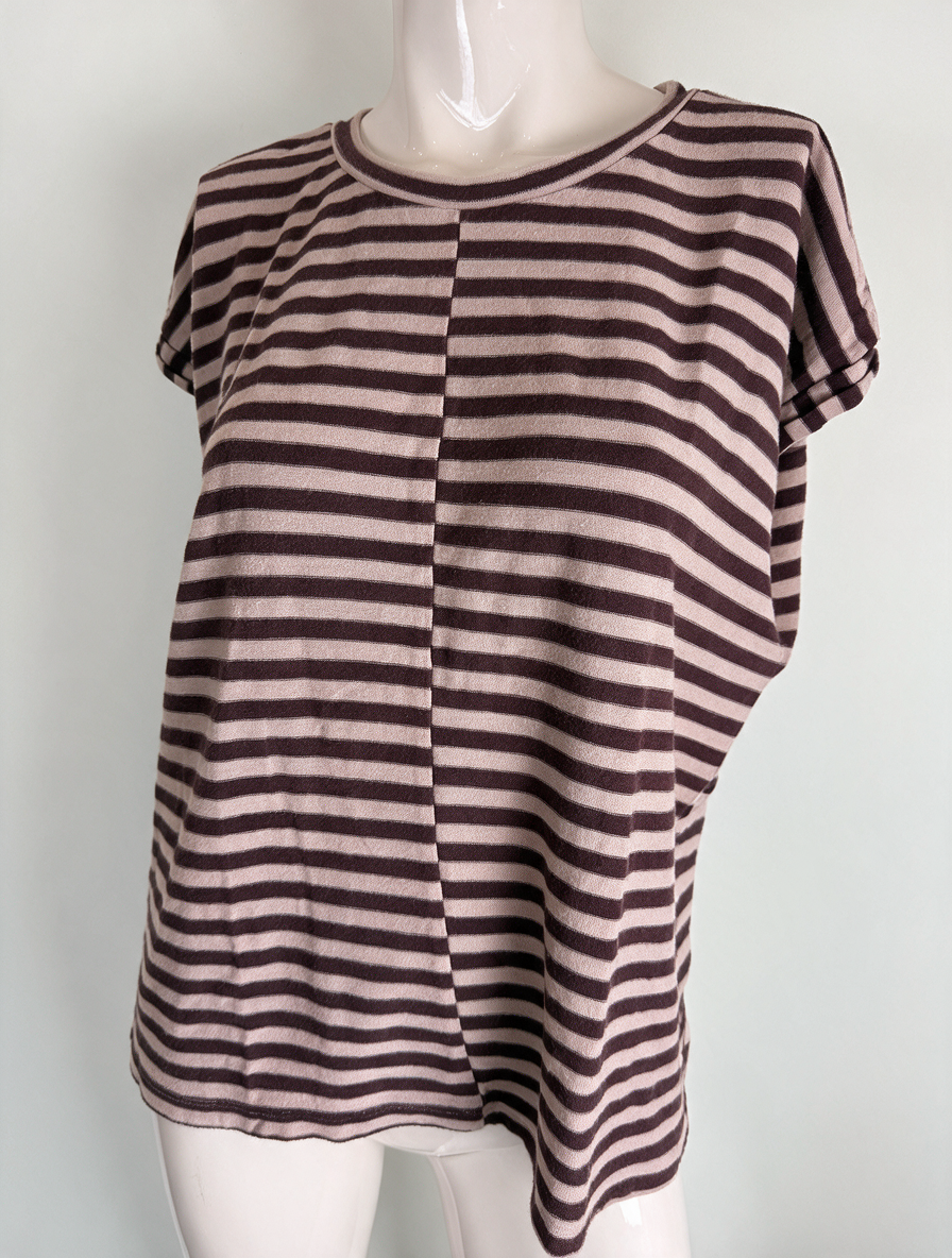 ARMEDANGELS - T-shirt - gestreept, bruin en roze, ronde hals - M