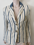 NVSCO - Blazer - crème/blauw gestreept, twee knopen, reverskraag - XL