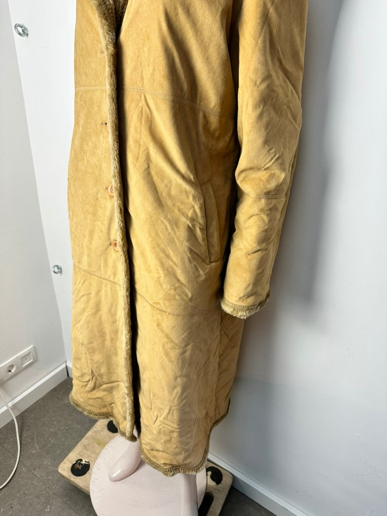 Tex beige lange jas met teddy voering maat XXL
