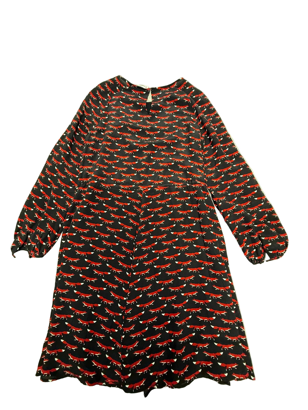 Essentiel Antwerp jurk met vossenprint maat 36 – speelse designer jurk in zwart en rood