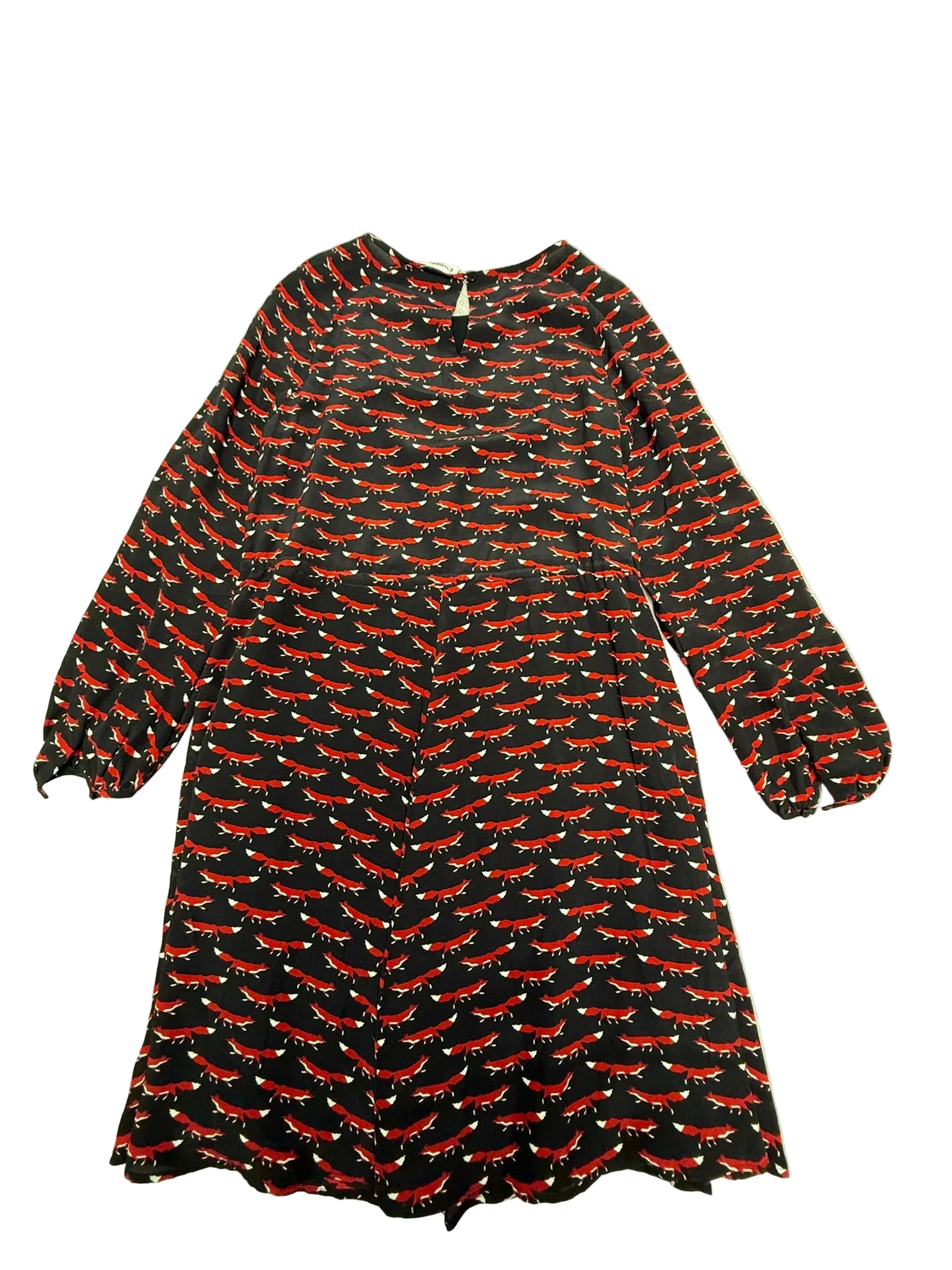 Essentiel Antwerp jurk met vossenprint maat 36 – speelse designer jurk in zwart en rood