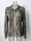 Marc Cain - Vest - luipaardprint, open voorzijde, rode bies - L