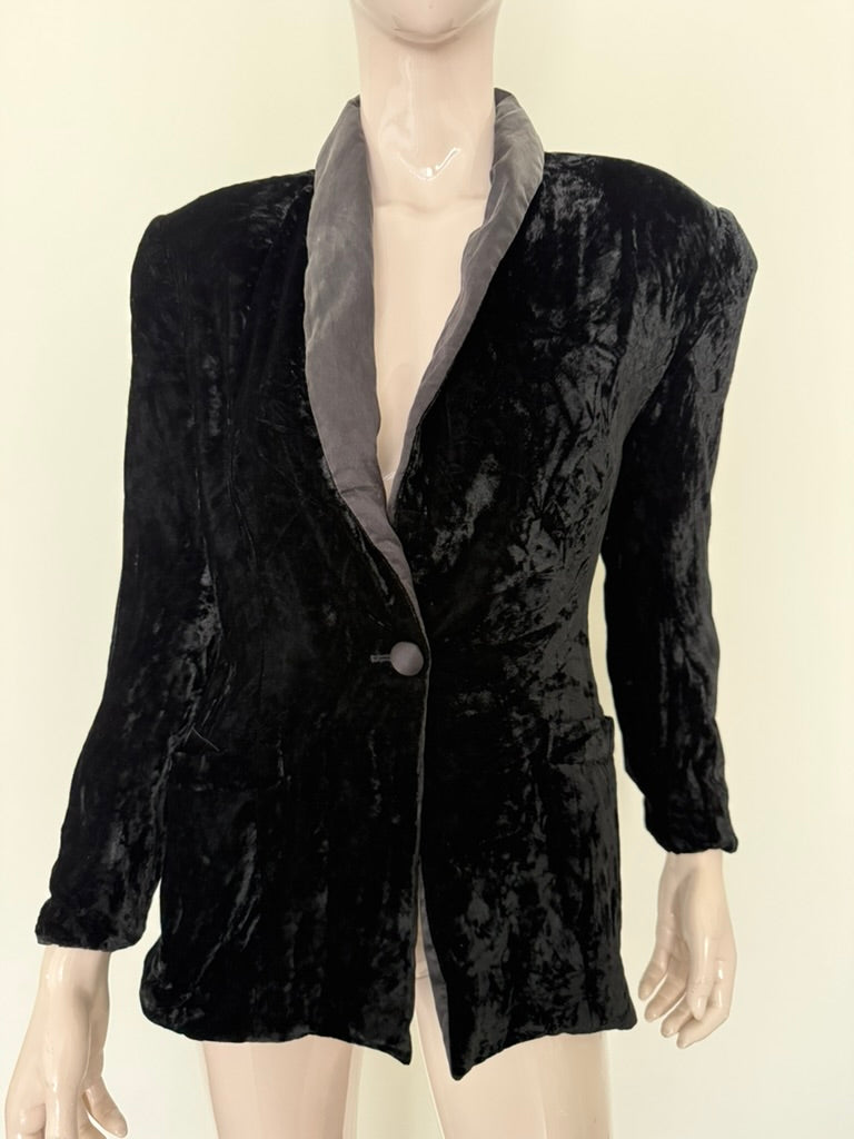 Morgan Taylor - Blazer - zwart, contrasterende revers, fluweelachtige stof - S