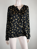 Fabienne Chapot - Blouse - zwart met goud, abstract patroon, verborgen knoopsluiting - L
