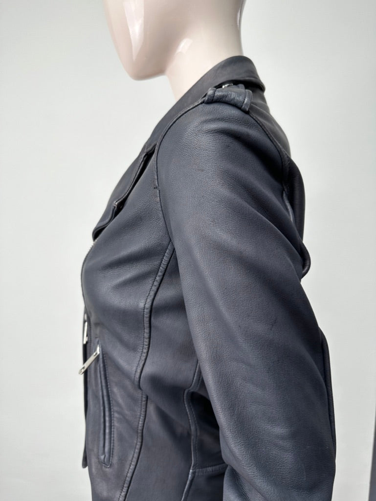 Tommy Hilfiger blauw leren biker jasje maat XS