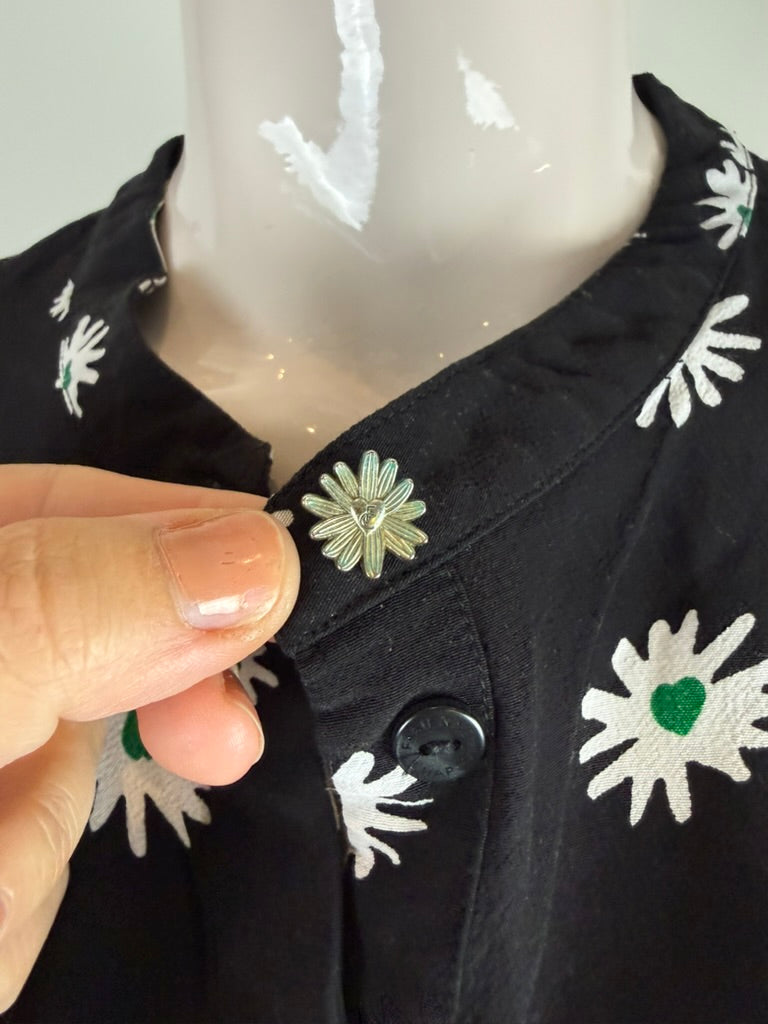 Fabienne Chapot - Blouse - zwart, madeliefjesprint, lange mouw - L