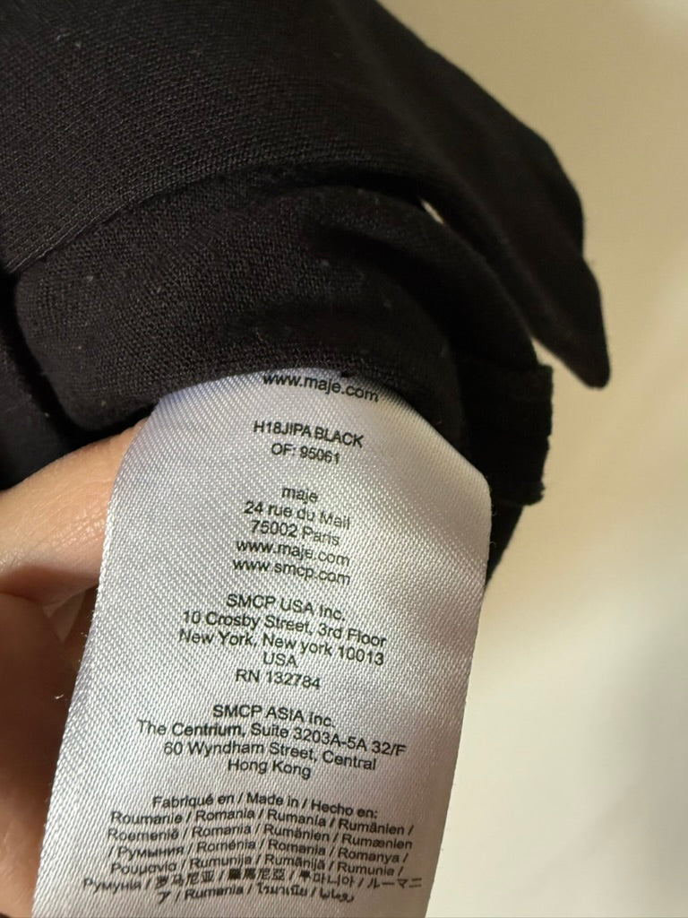 Maje - Rok - zwart, asymmetrische overslag, knoopdetails - L