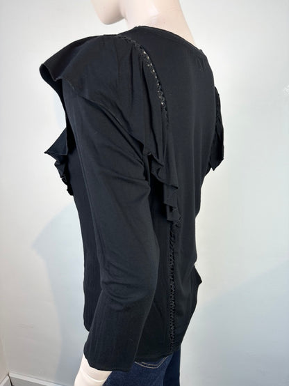 Revelation zwarte top met ruffle maat M