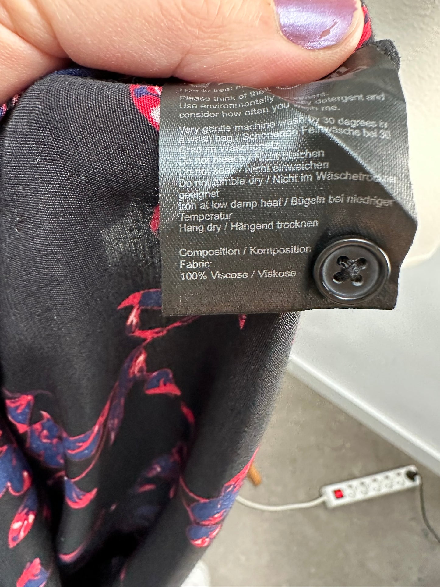 Modström zwarte gebloemde blouse maat S