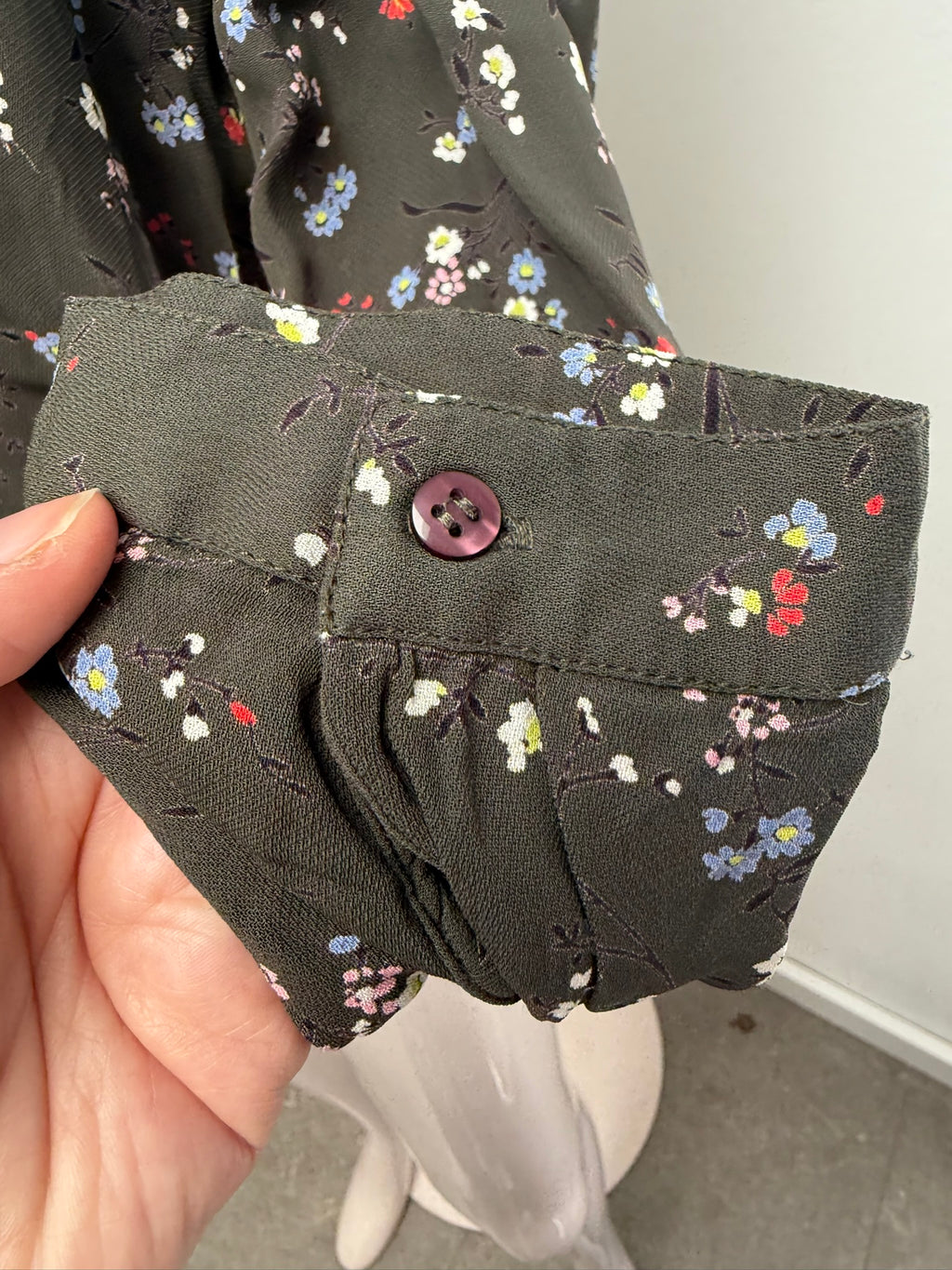 Essentiel Antwerp - Blouse - groen, bloemenprint, ruche - maat 40