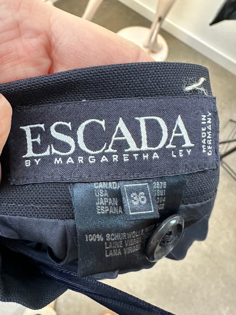 Escada blauw wollen plooirokje maat 36