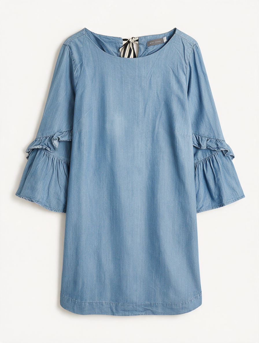 Mint Velvet - Jurk - blauw, denimlook, 3/4 mouw - L