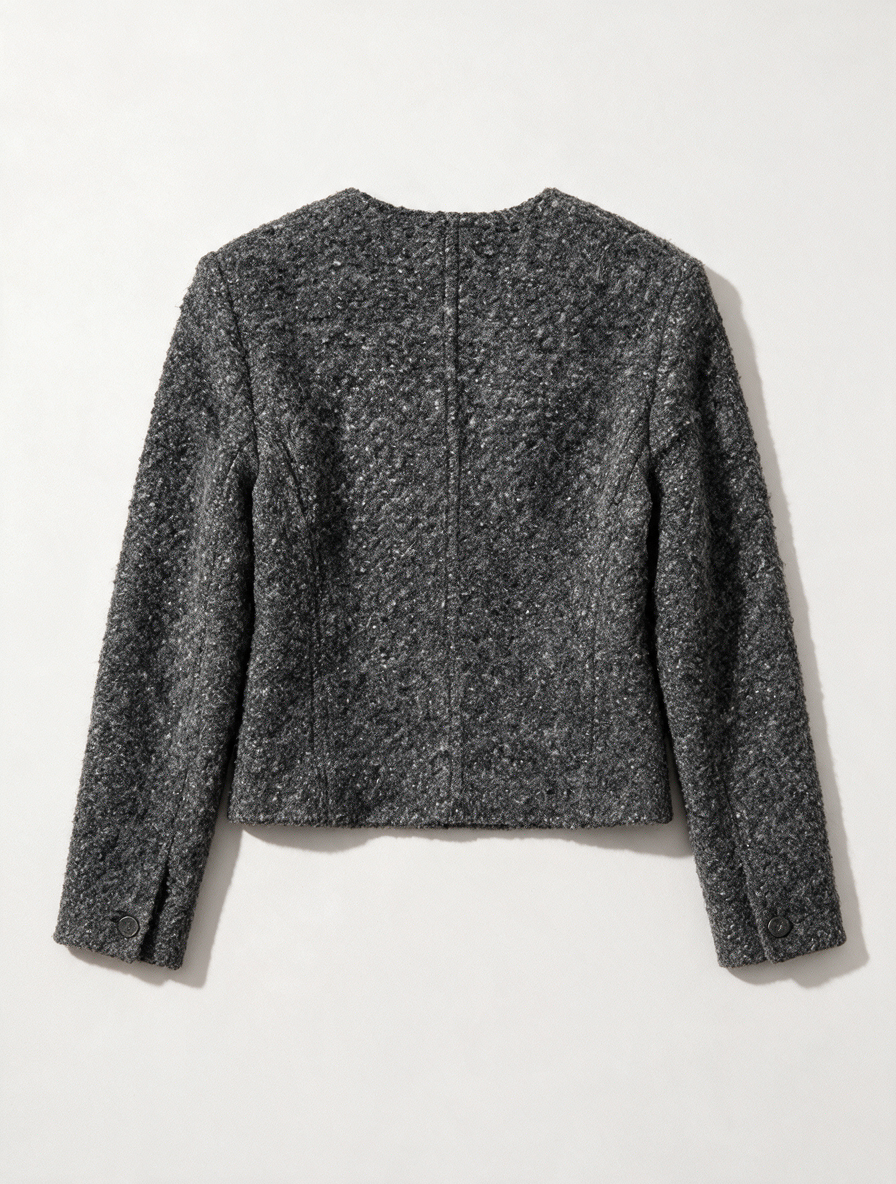 Claudia Sträter - Blazer - grijs, boucléstof, knoopsluiting - S
