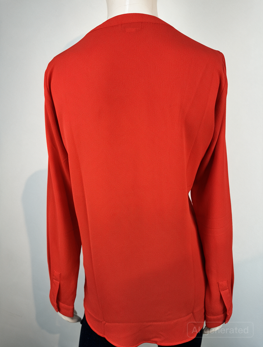 Eksept - Blouse - rood, licht glanzende stof, doorknoopsluiting - XS
