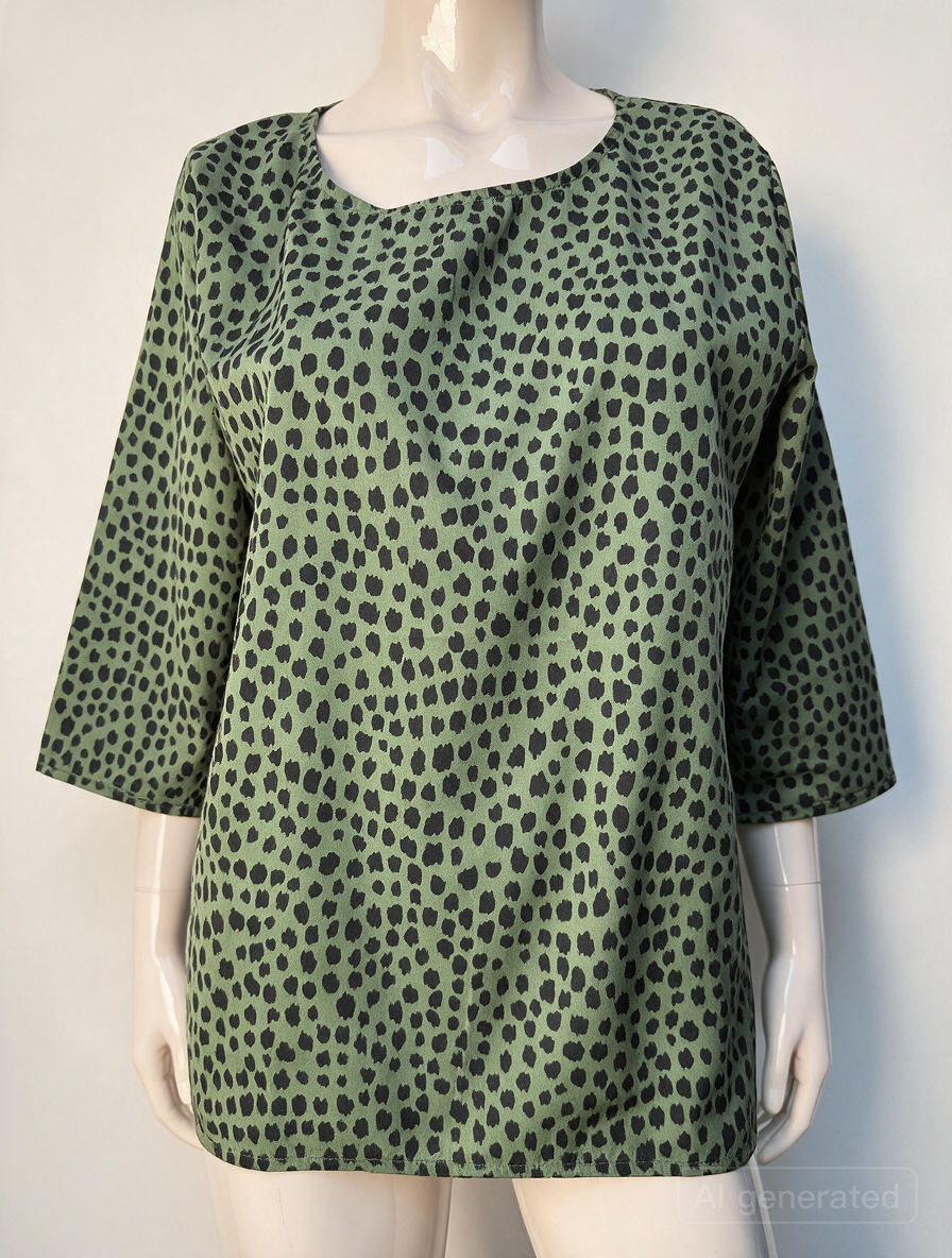CATWALK JUNKIE - Top - groen-zwart, gevlekt dessin, 3/4 mouw - M