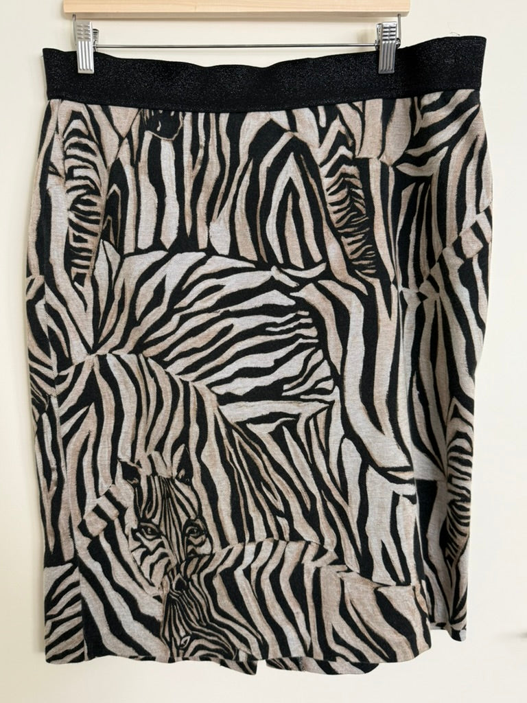 Caroline Biss - Rok - zebraprint, elastische tailleband, knielengte - XXL