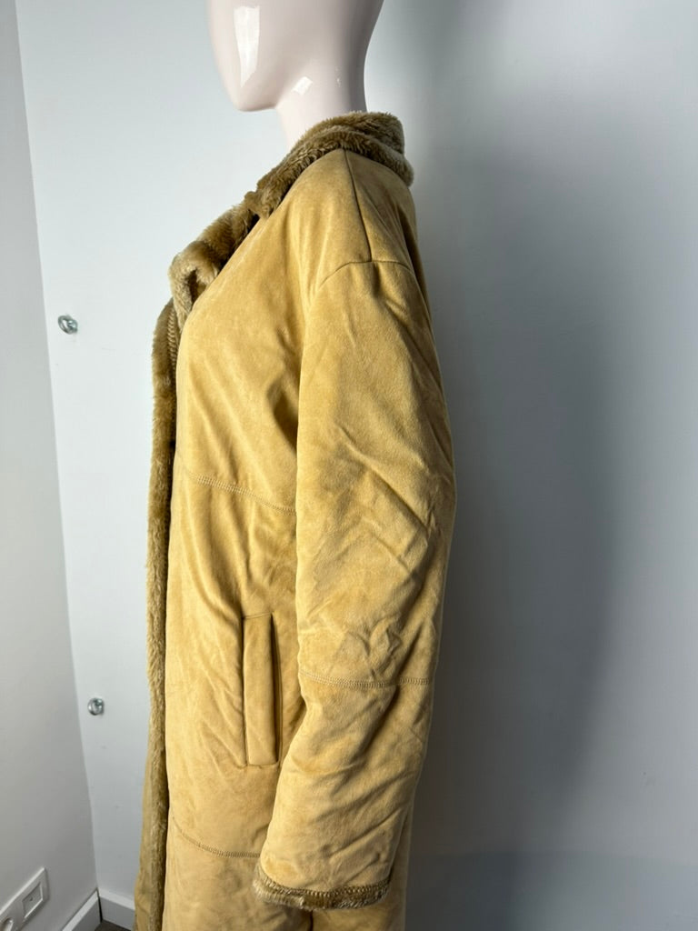 Tex beige lange jas met teddy voering maat XXL