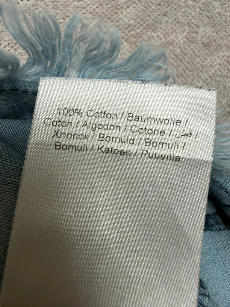 ICHI Lichtblauwe Denim Jurk Maat 34 – 100% Katoen A-lijn Jurk met Franjezoom