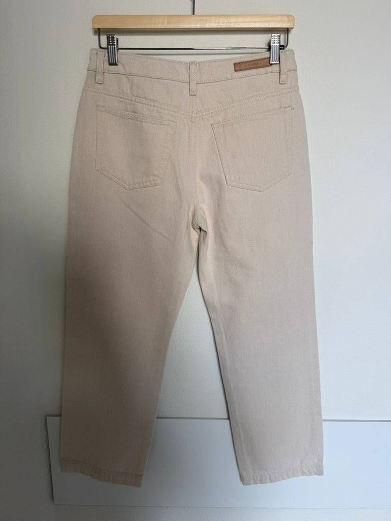 COSTES - Broek - crème, hoge taille, rechte pijp