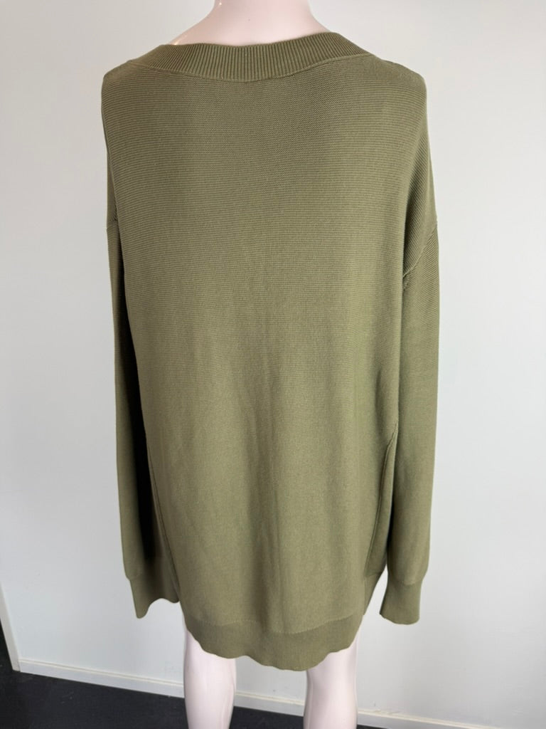 monari - Trui - olijfgroen, V-hals, strass steentjes - XL