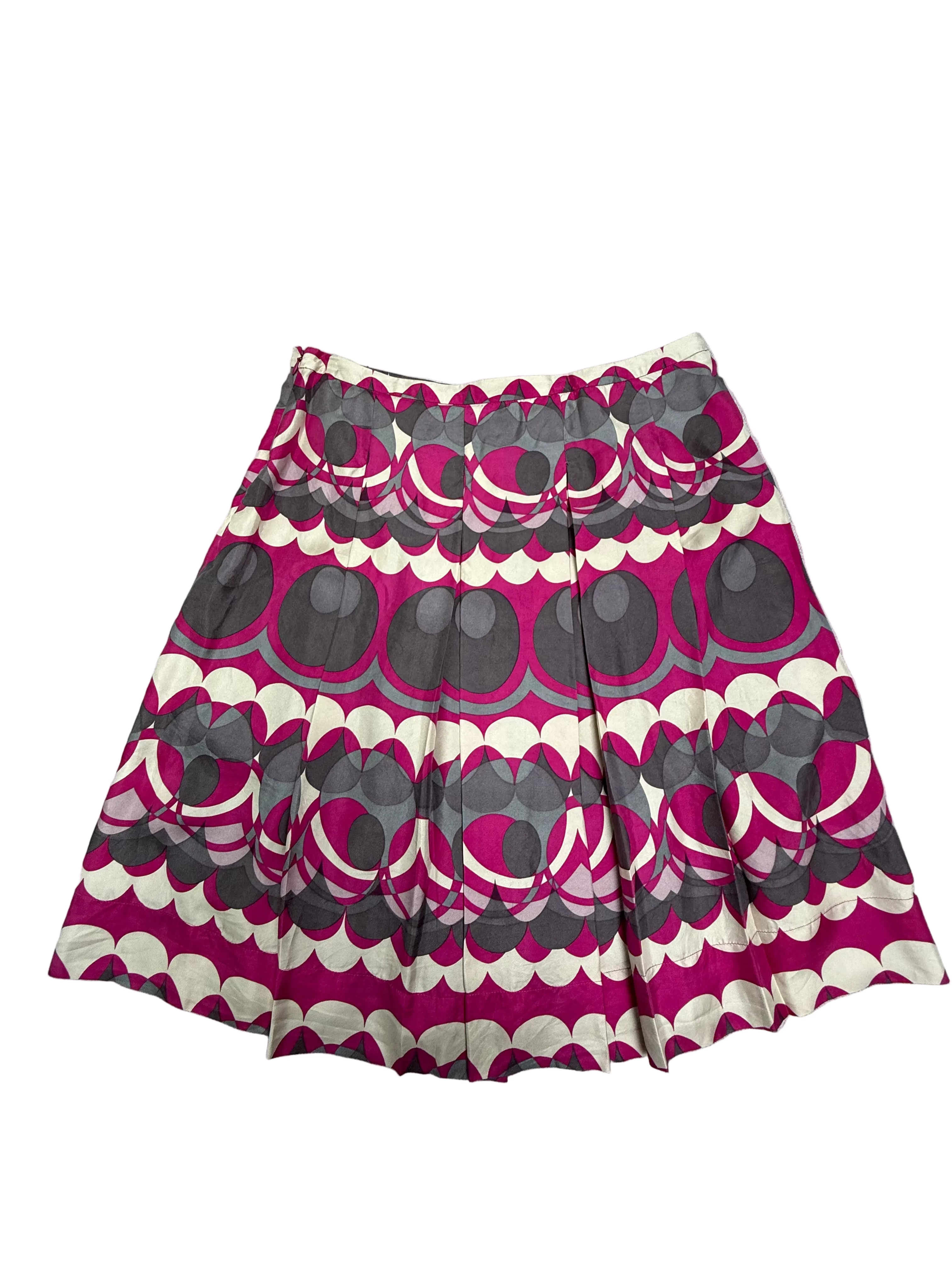 Talking French 100% zijden rok roze print maat 42 / M-L