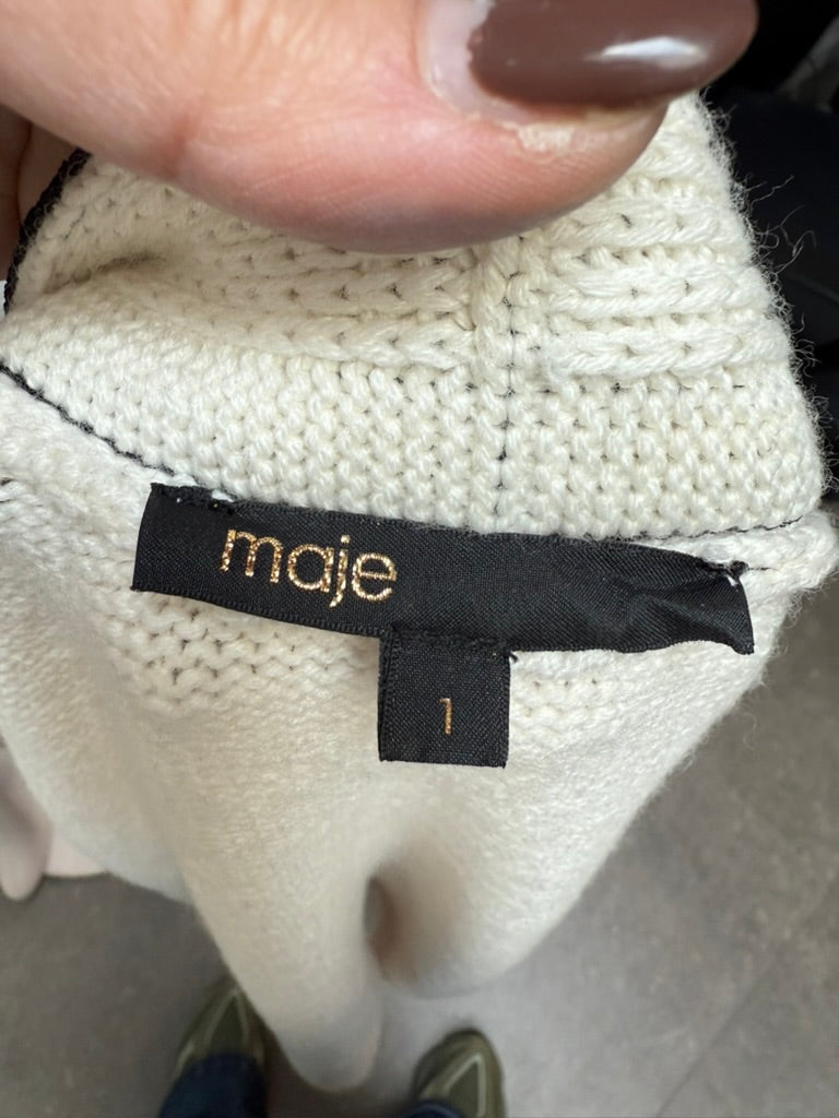 Maje - Vest - crème, open voorkant, contrastbiezen - maat S