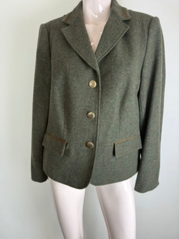MONA - Blazer - groen, 100% scheerwol, getailleerd - XL