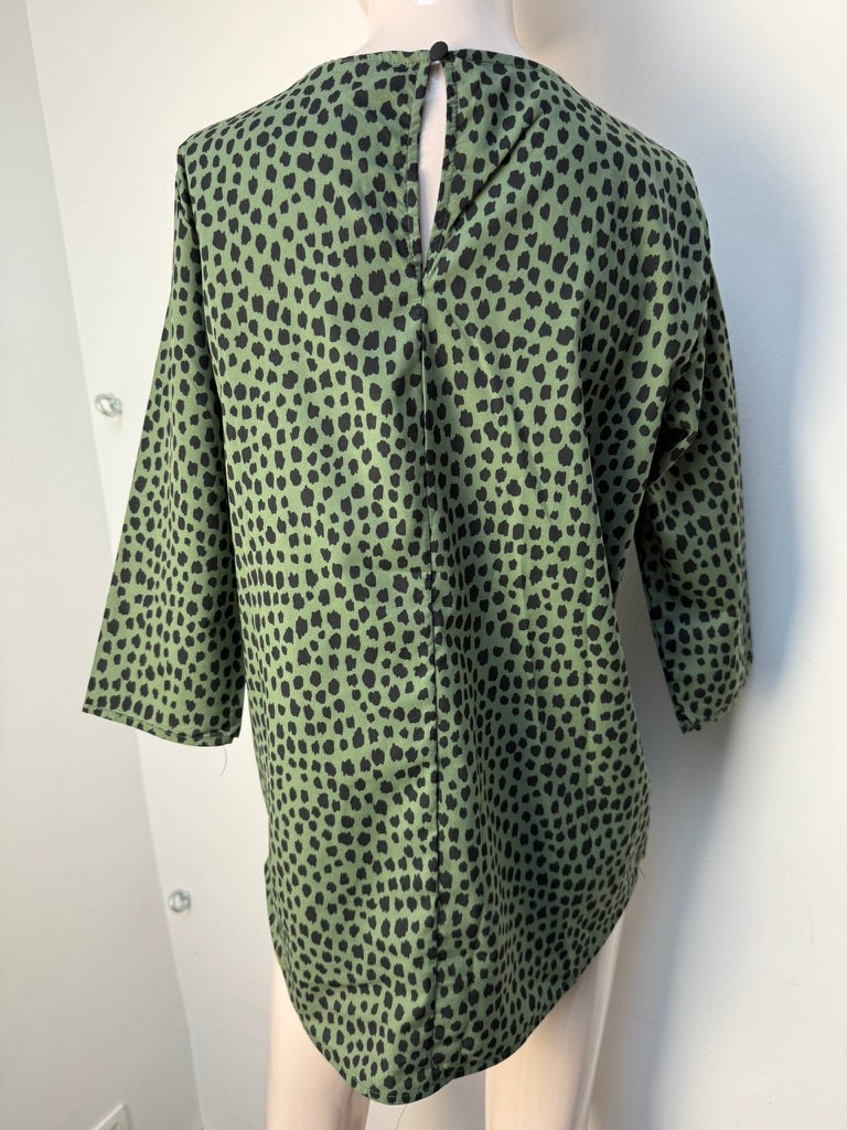 CATWALK JUNKIE - Top - groen-zwart, gevlekt dessin, 3/4 mouw - M