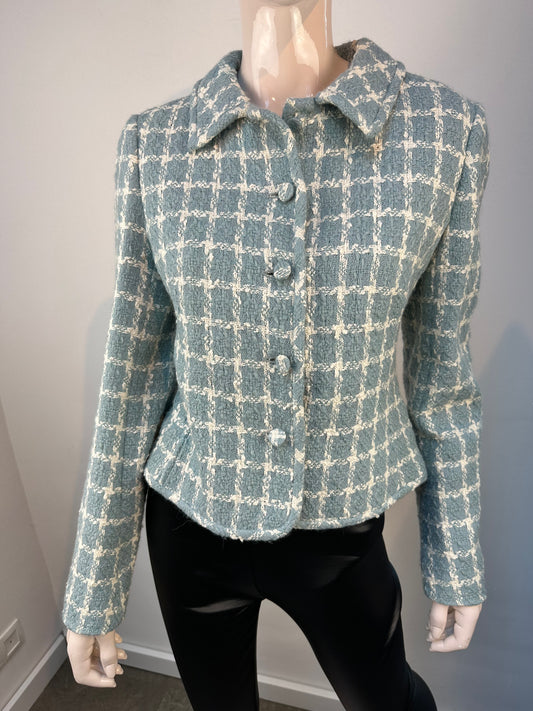 Valentino blauw tweed jasje maat 40 (it 44)