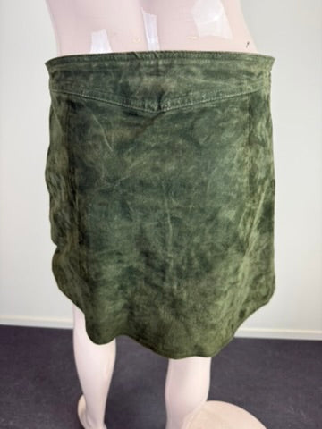 ZARA WOMAN - Rok - groen suède, doorlopende rits, kort model - S