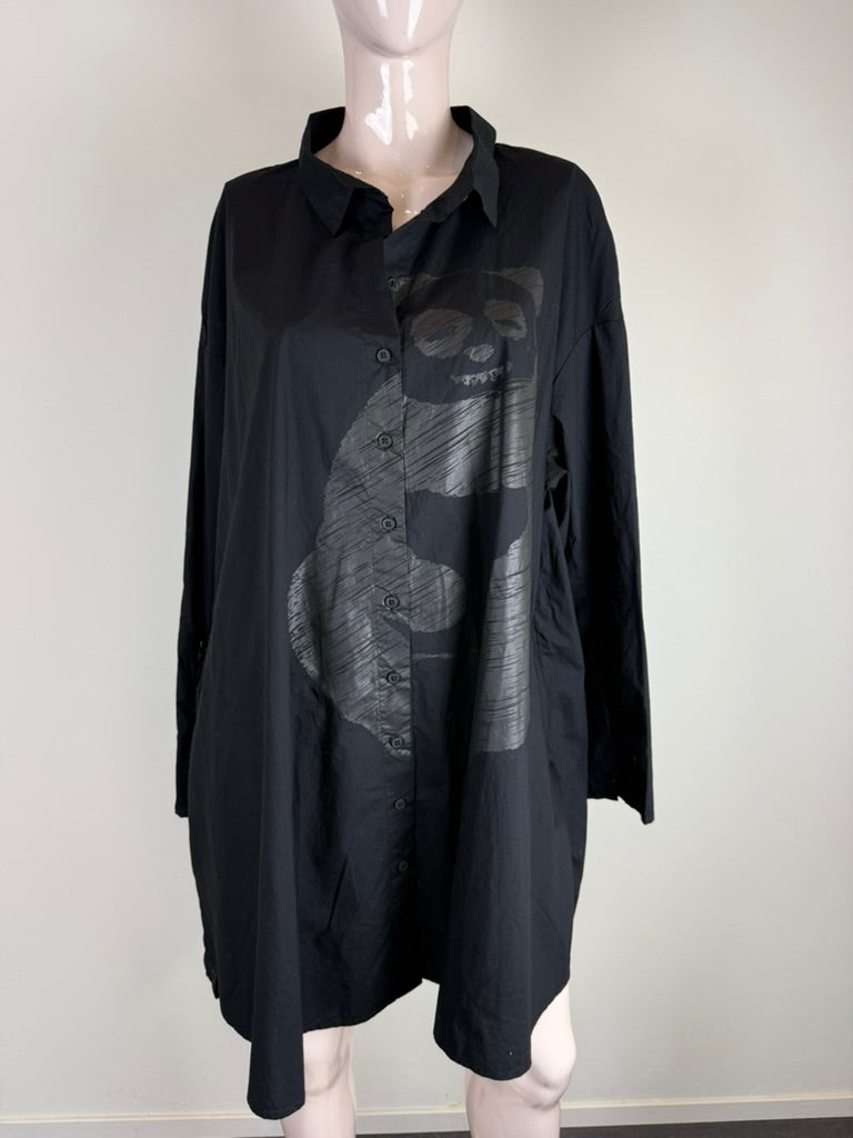 Studio Rundholz - Jurk - zwart, oversized, panda-print - TU