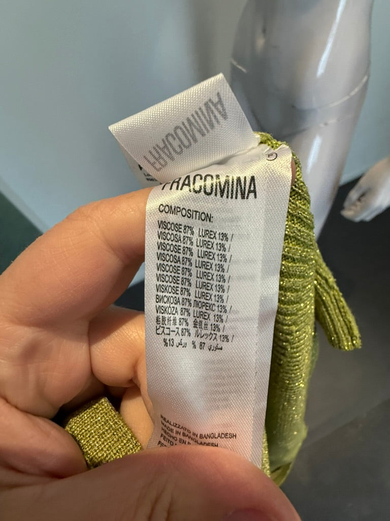 FRACOMINA - Vest - groen, ribgebreid, wikkelmodel - S