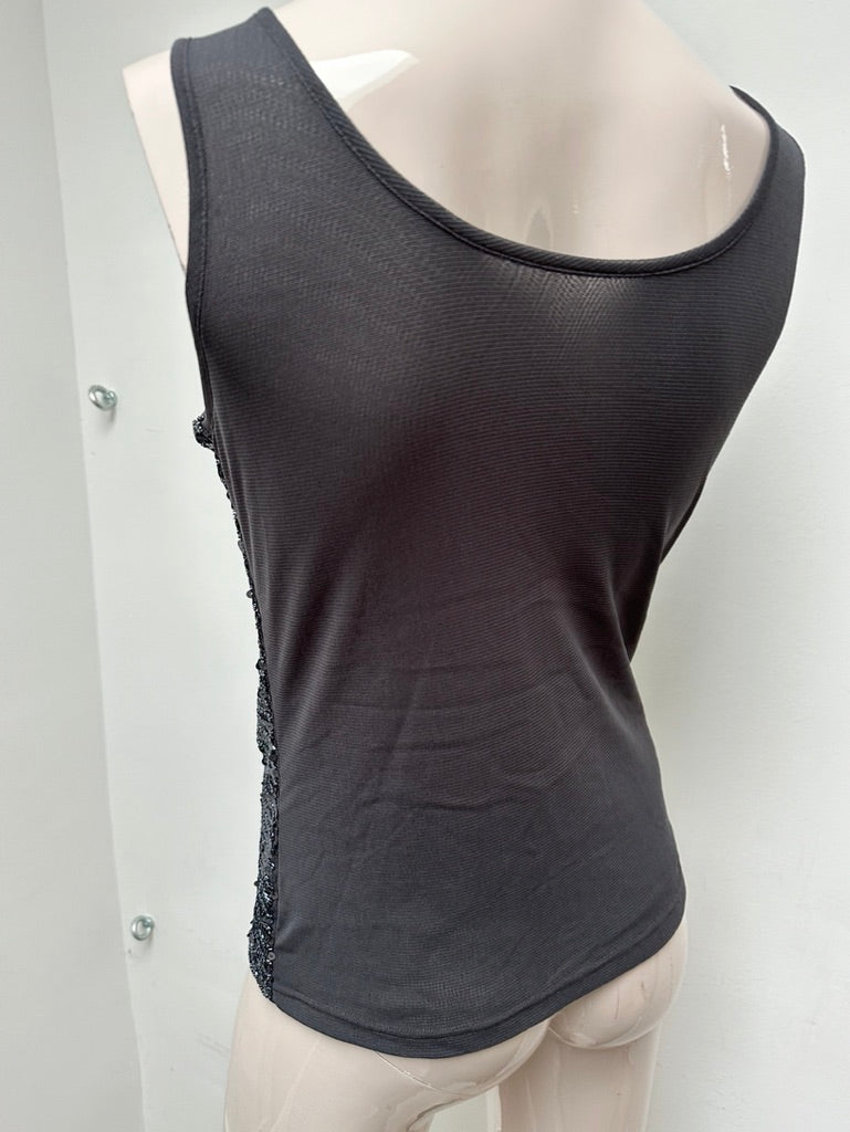 Top met pailletten maat M grijs