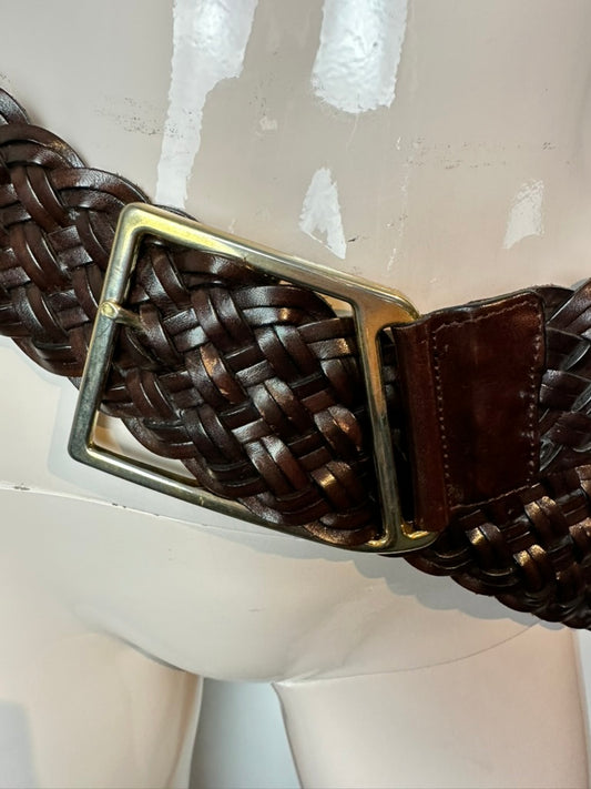 Vintage gevlochten riem maat 80 bruin