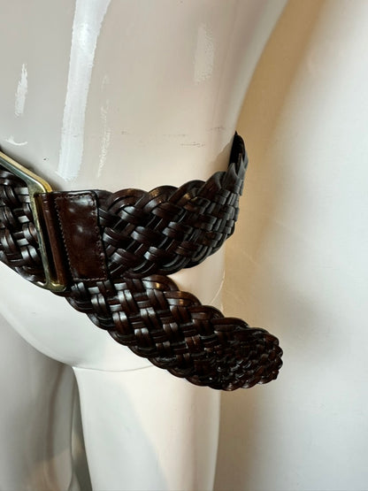 Vintage gevlochten riem maat 80 bruin
