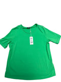 Basler Dames T-Shirt Groen – Luxe Basic Shirt met Strass Halslijn – Maat 44 – Nieuw met Labels