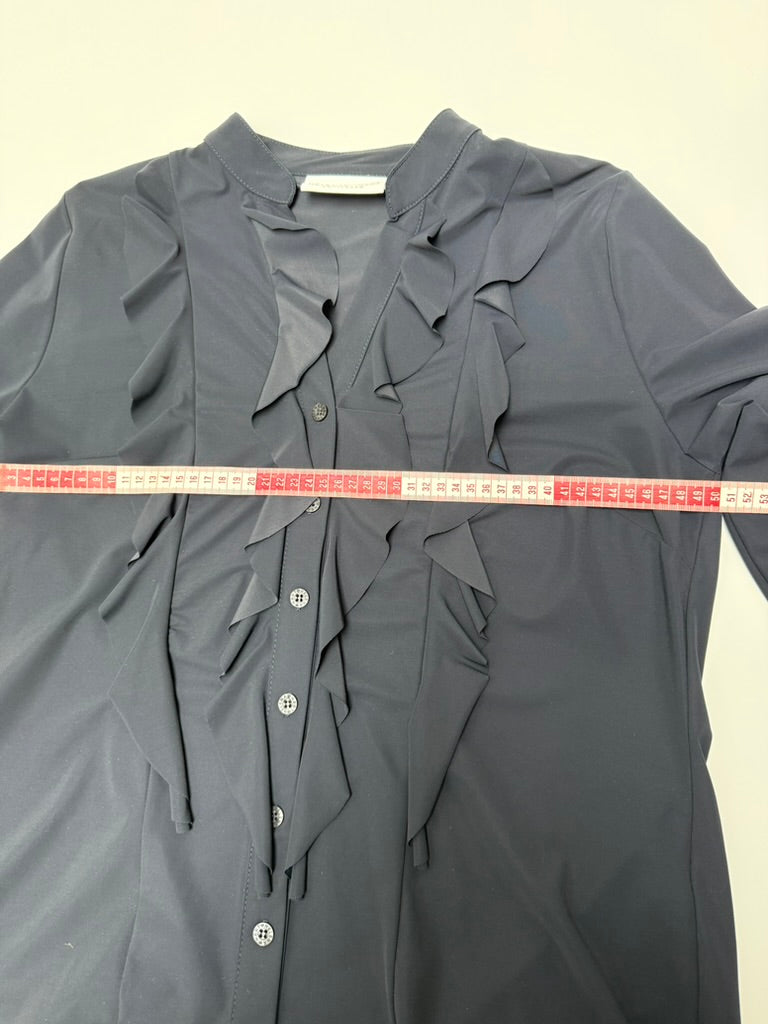 HELENA HART - Blouse - donkerblauw, ruches, opstaande kraag - XL