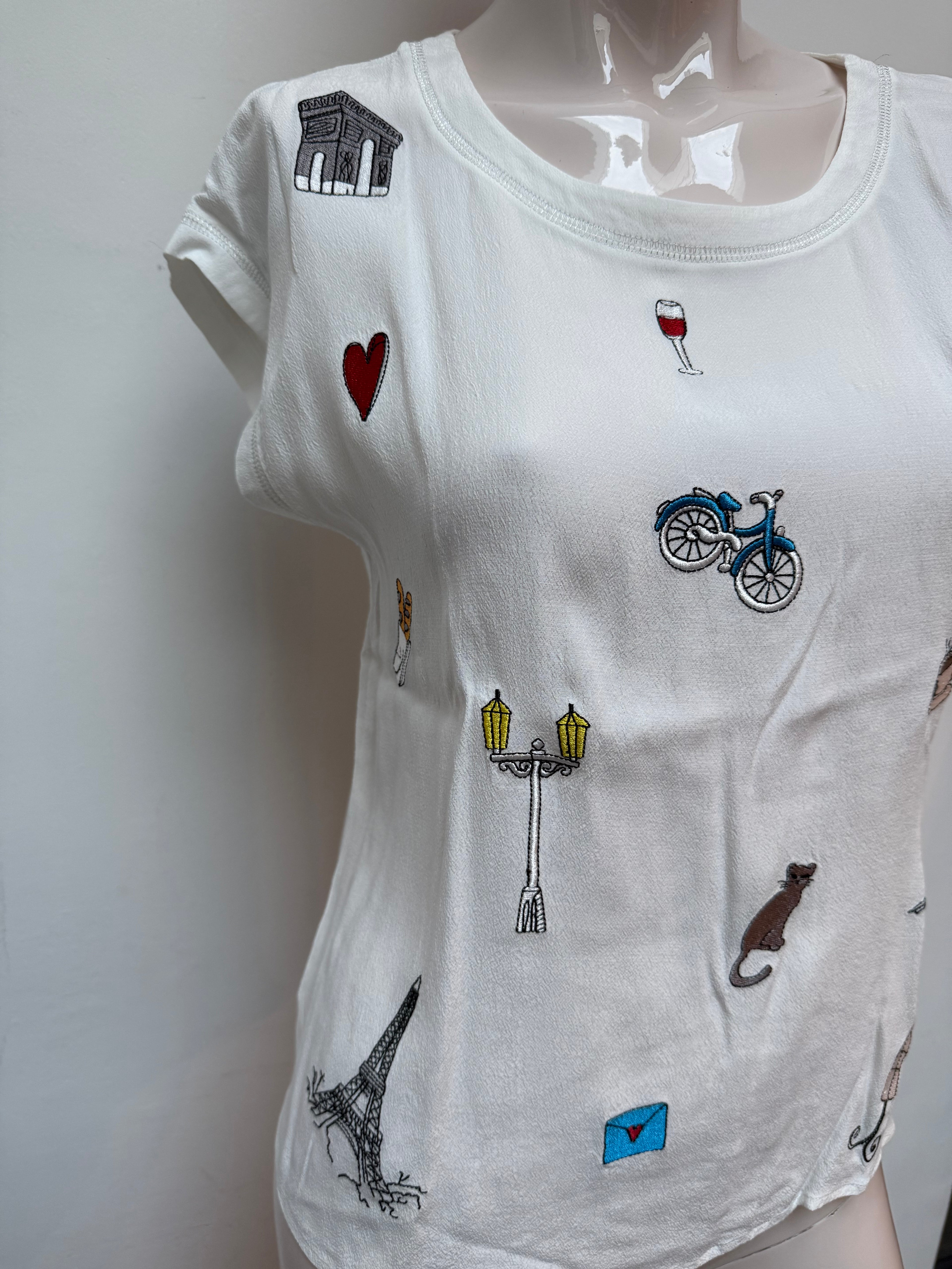 Riani top met applicaties "Paris" wit maat 36