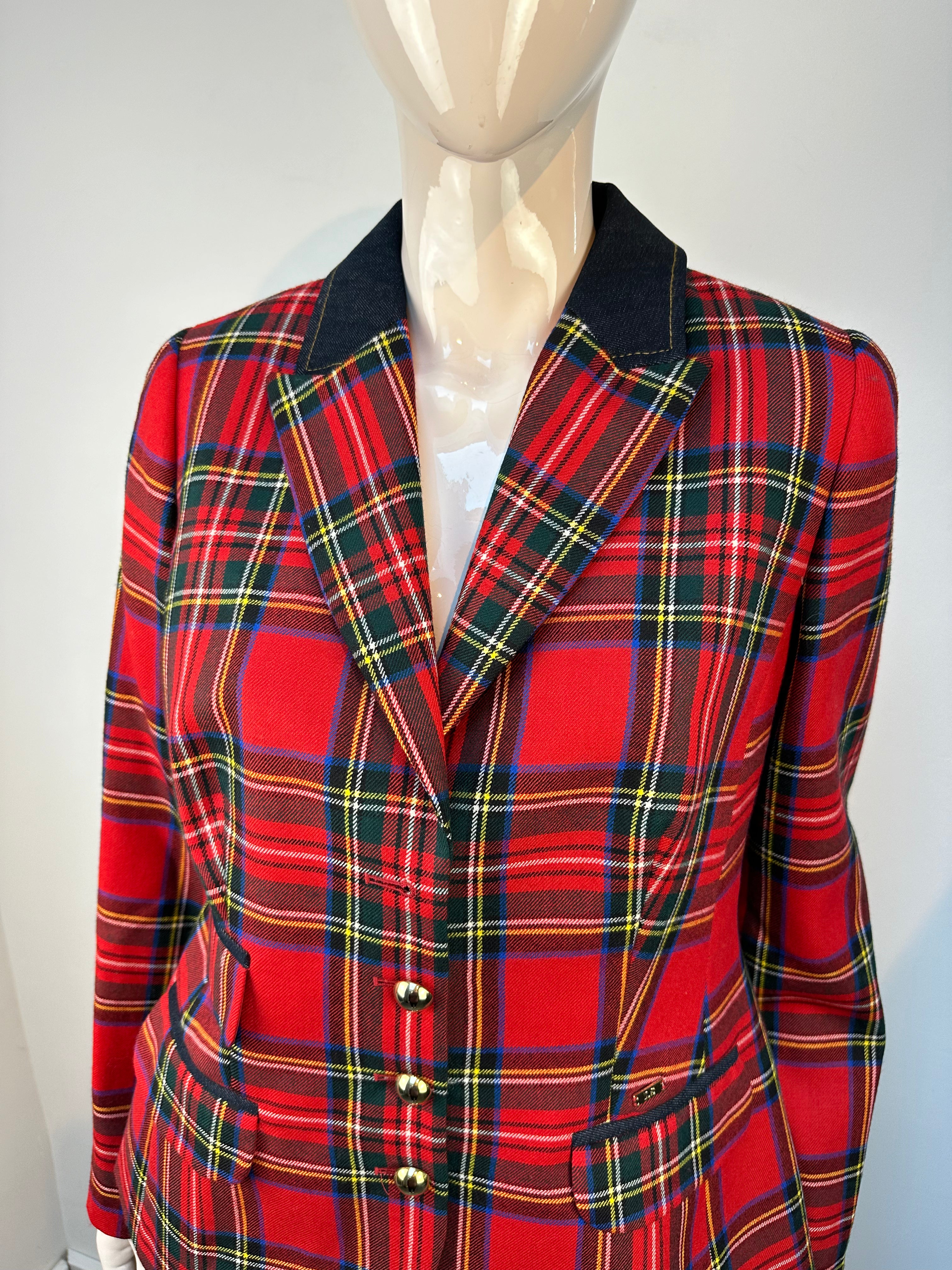 Luisa Spagnoli Rood Geruit Colbert maat 40-42 (it 46)