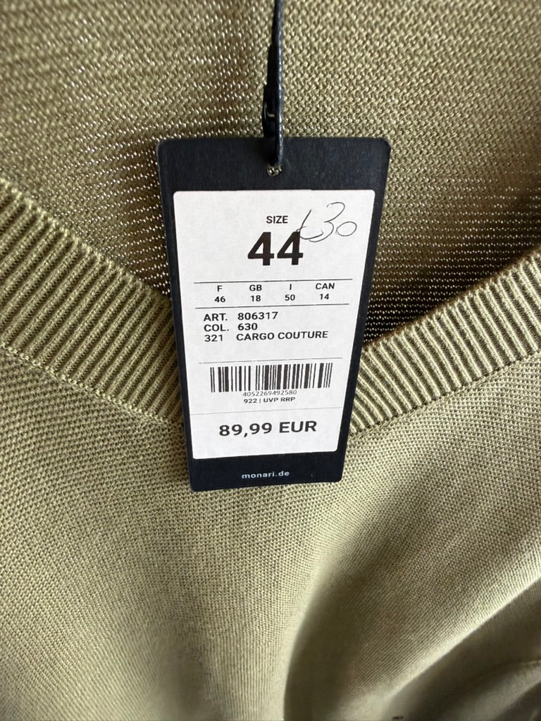 monari - Trui - olijfgroen, V-hals, strass steentjes - XL