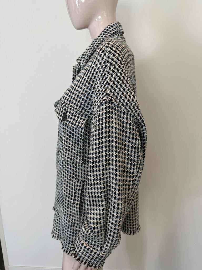 ZARA - Jas - pied-de-poule, oversized pasvorm, knoopsluiting - M