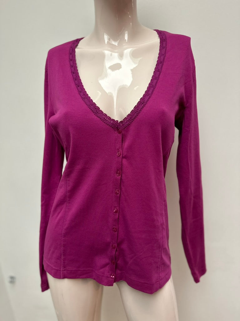 TAIFUN COLLECTION - Vest - paars, V-hals, kanten afwerking - L