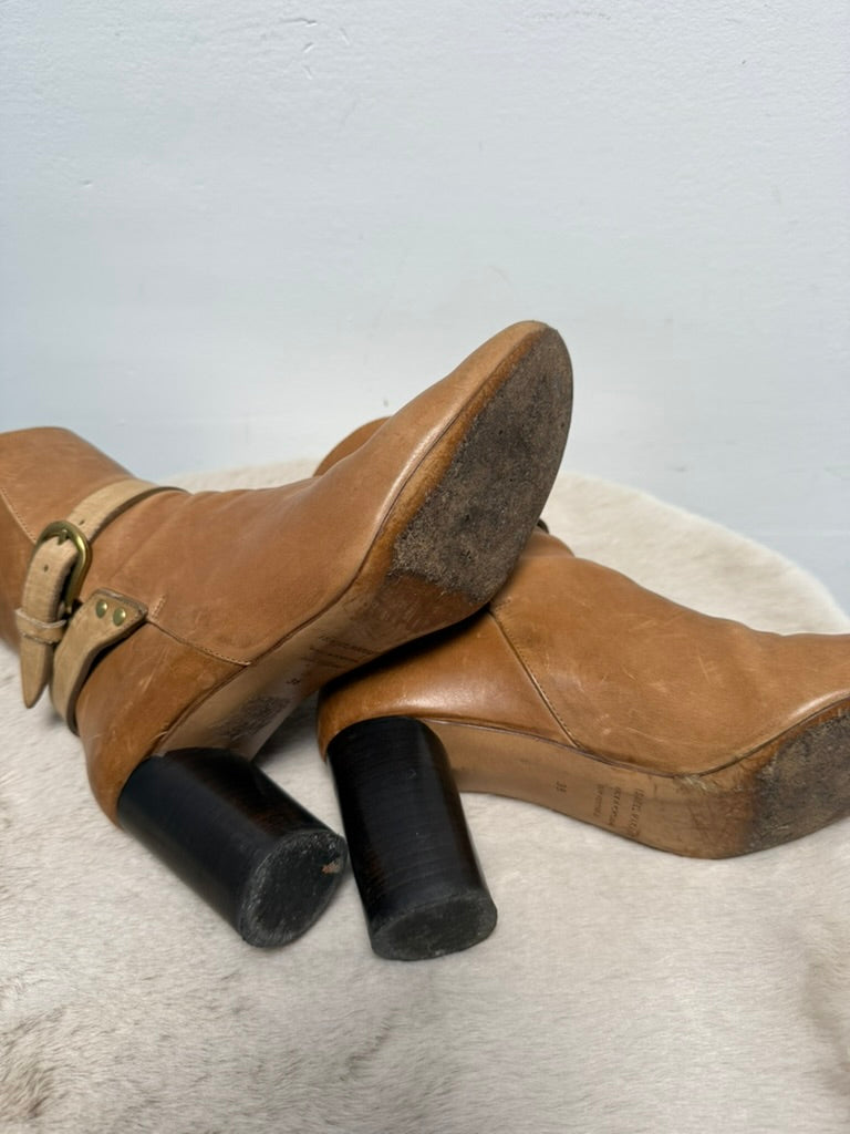 Isabel Marant - Enkellaars - bruin, blokhak, goudkleurige gesp