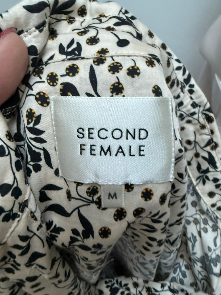 Second Female - Jurk - beige print, doorknoopsluiting, ceintuur - M
