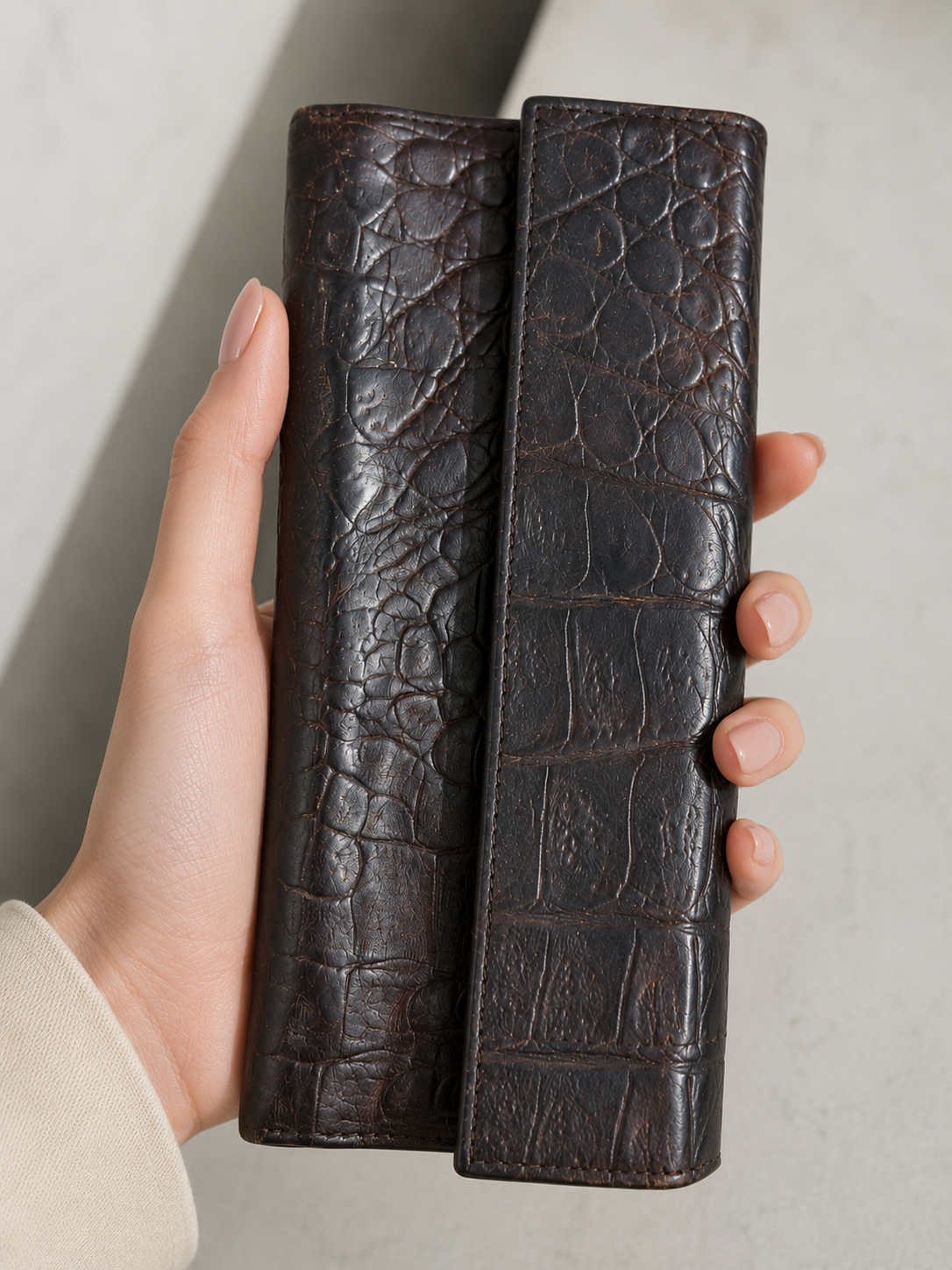Mulberry damesportemonnee met crocoprint – donkerbruin