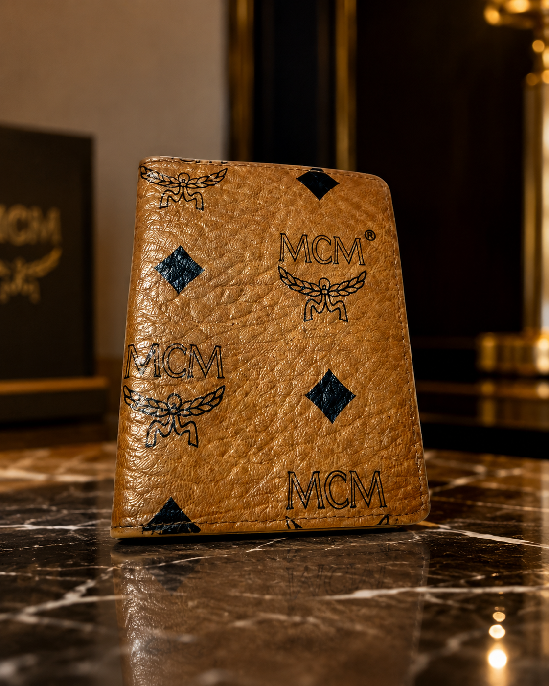 MCM mapje voor meerdere pasjes en betaalkaarten cognac - card wallet in visetos print