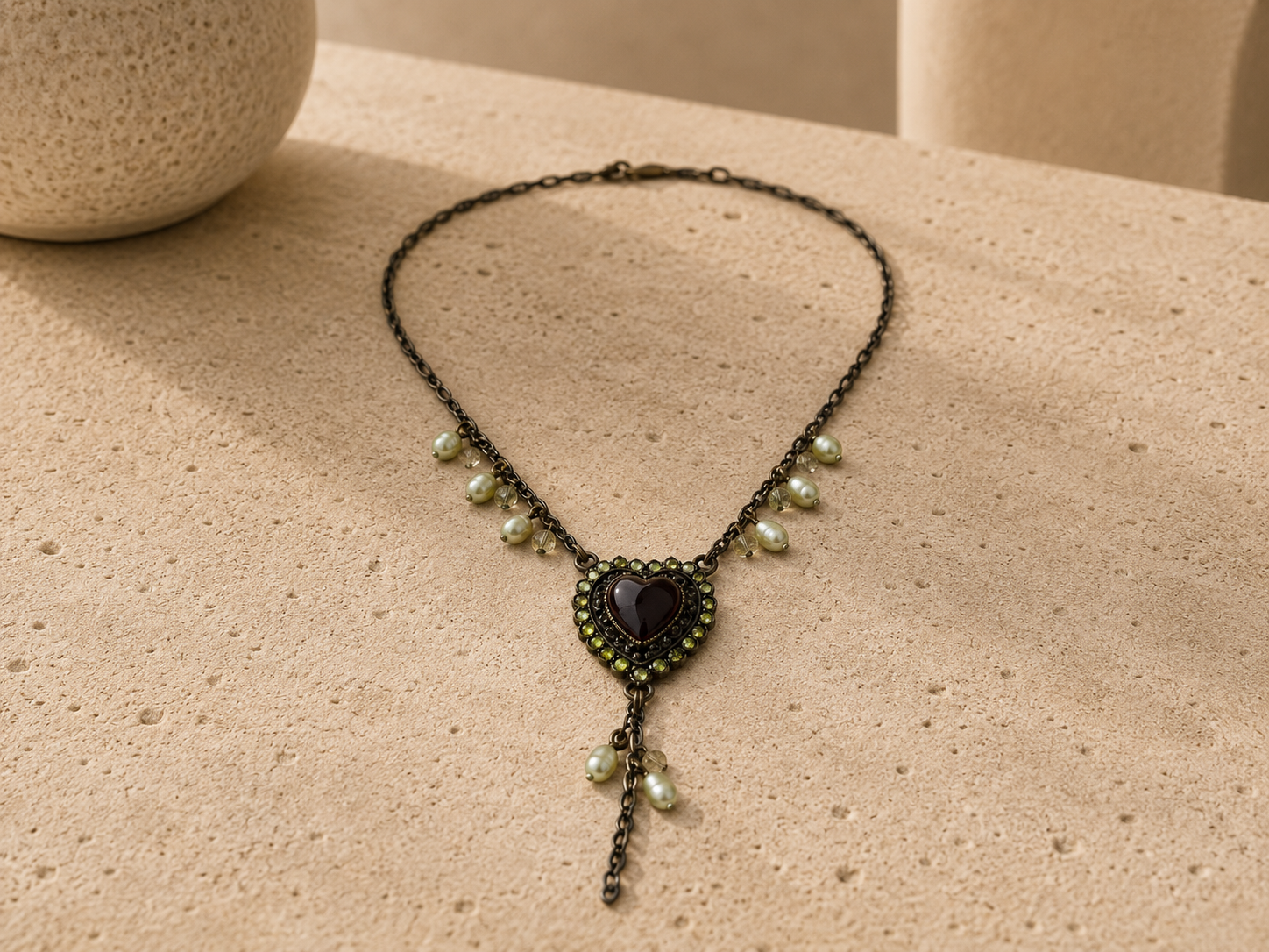 Kraaltjes Ketting met hart in Zwart, groen
